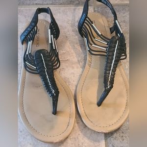 Call it Spring women's 7.5 black & silver strappy sandals